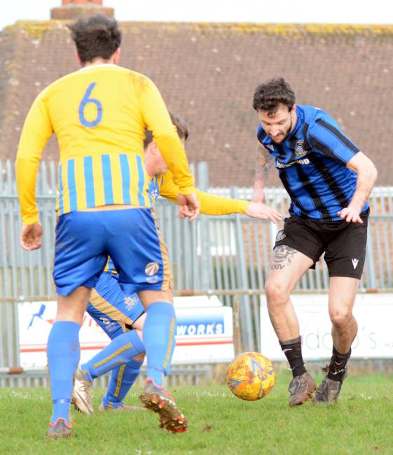 Leon Luby - in Senior Cup action against Kilgetty was sent off late and will now serve a three match ban